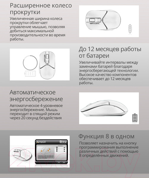 Изображение товара Мышь A4Tech Fstyler FG12 (белый)