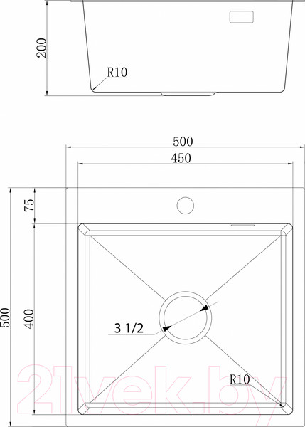Изображение товара Мойка кухонная Ukinox PRB500.500-GT10C0CW