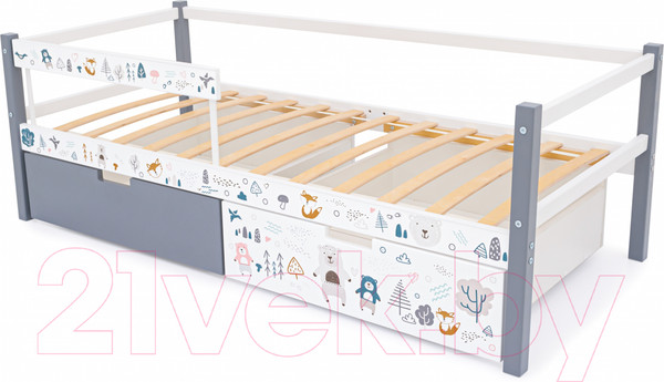 Изображение товара Кровать-тахта детская Бельмарко Svogen / 1354 (графит/белый, мишки)