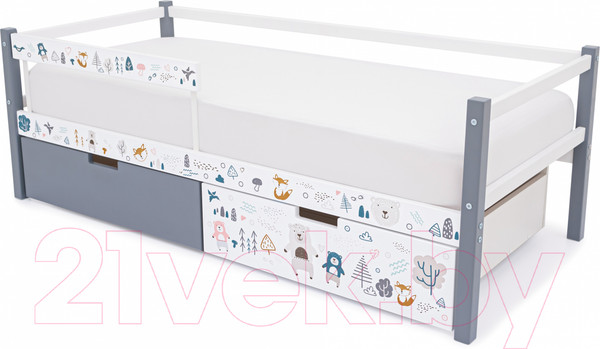 Изображение товара Кровать-тахта детская Бельмарко Svogen / 1354 (графит/белый, мишки)