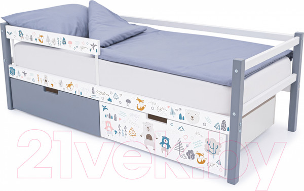 Изображение товара Кровать-тахта детская Бельмарко Svogen / 1354 (графит/белый, мишки)