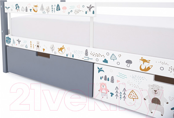 Изображение товара Кровать-тахта детская Бельмарко Svogen / 1354 (графит/белый, мишки)