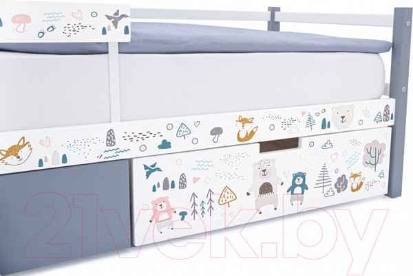Изображение товара Кровать-тахта детская Бельмарко Svogen / 1354 (графит/белый, мишки)