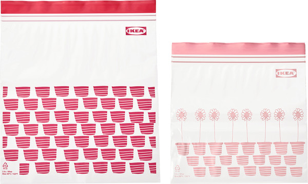 Изображение товара Комплект пакетов-слайдеров Ikea Истад 805.256.74 (50шт, красный/розовый)
