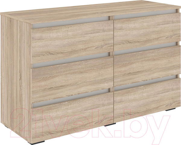 Изображение товара Комод Кортекс-мебель Бари 120 6ш (дуб сонома/дуб сонома/белый)