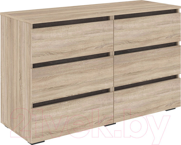 Изображение товара Комод Кортекс-мебель Бари 120 6ш (дуб сонома/дуб сонома/береза)