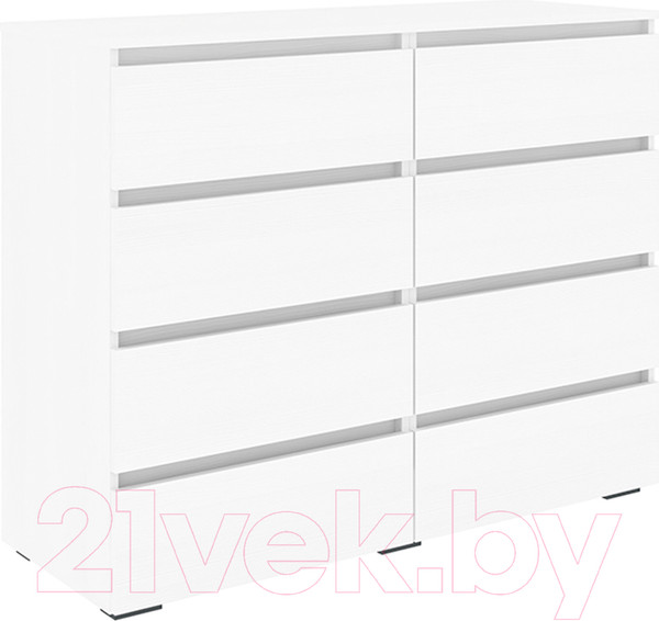 Изображение товара Комод Кортекс-мебель Бари 120 8ш (белый/белый/белый)
