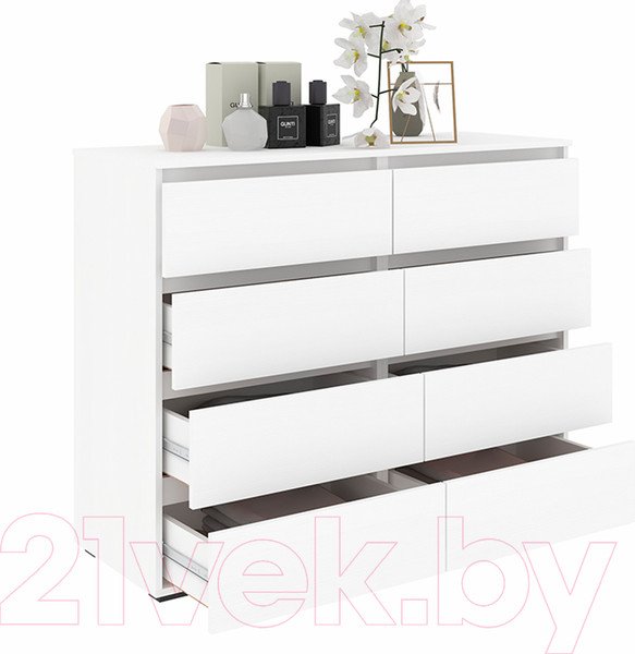 Изображение товара Комод Кортекс-мебель Бари 120 8ш (белый/белый/белый)