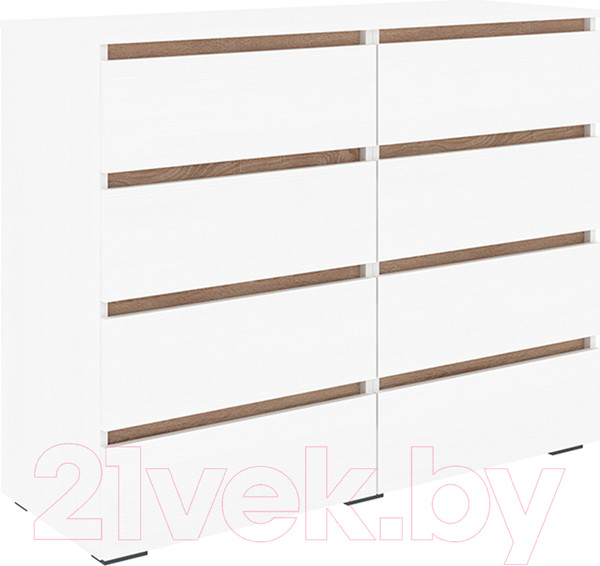 Изображение товара Комод Кортекс-мебель Бари 120 8ш (белый/белый/дуб сонома)