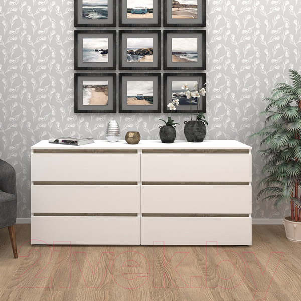 Изображение товара Комод Кортекс-мебель Бари 160 6ш (белый/белый/дуб сонома)