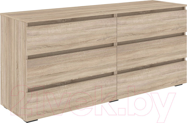 Изображение товара Комод Кортекс-мебель Бари 160 6ш (дуб сонома/дуб сонома/дуб сонома)