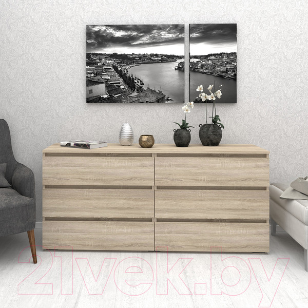 Изображение товара Комод Кортекс-мебель Бари 160 6ш (дуб сонома/дуб сонома/дуб сонома)