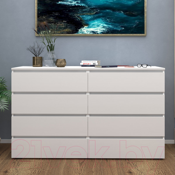 Изображение товара Комод Кортекс-мебель Бари 160 8ш (белый/белый/белый)