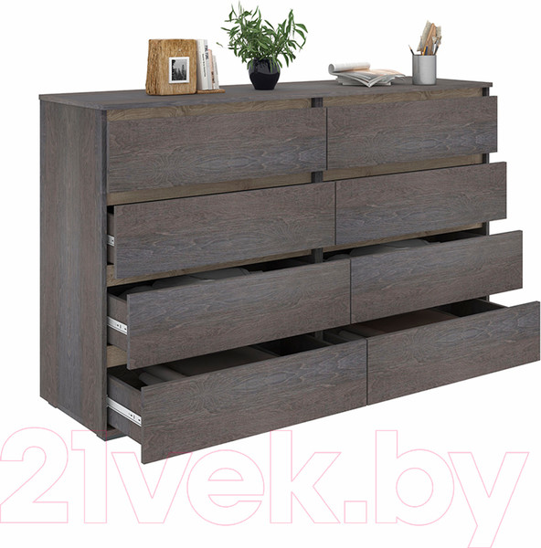 Изображение товара Комод Кортекс-мебель Бари 160 8ш (береза/береза/дуб сонома)