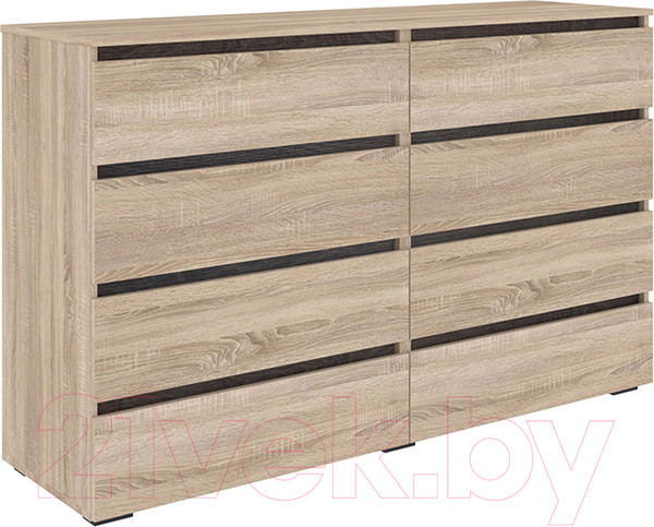 Изображение товара Комод Кортекс-мебель Бари 160 8ш (дуб сонома/дуб сонома/береза)