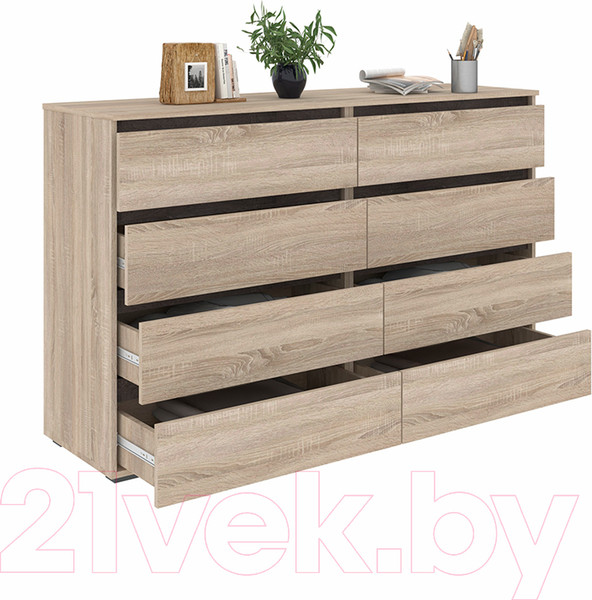 Изображение товара Комод Кортекс-мебель Бари 160 8ш (дуб сонома/дуб сонома/береза)