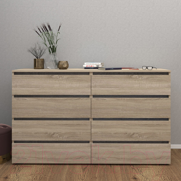 Изображение товара Комод Кортекс-мебель Бари 160 8ш (дуб сонома/дуб сонома/береза)