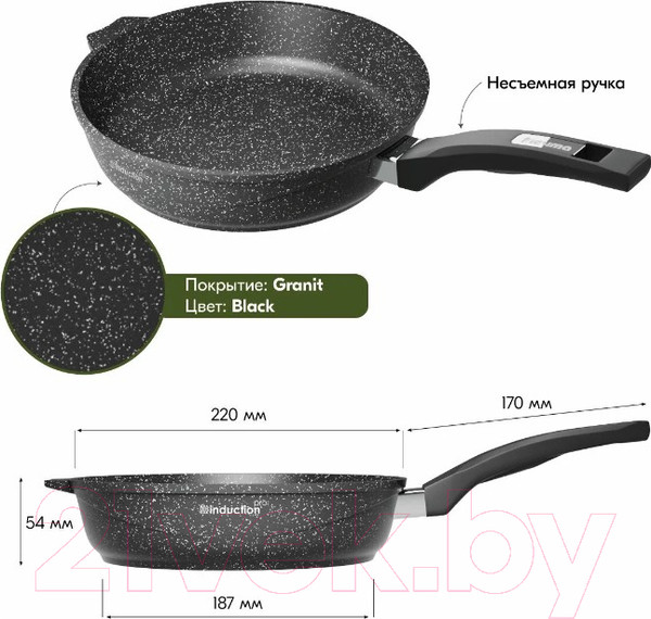 Изображение товара Сковорода Мечта Гранит Induction Pro M022802И (черный)
