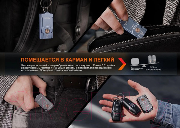 Изображение товара Фонарь Fenix Light E03R EDC V2.0 / E03RV20BL (синий)
