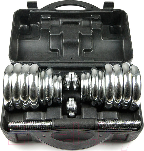 Изображение товара Набор гантелей разборных AMETIST Хромированных (30кг, в чемодане)