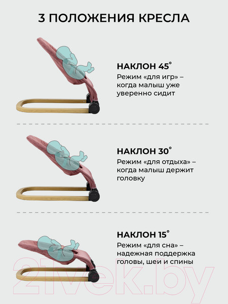 Изображение товара Детский шезлонг Amarobaby Baby relax / AB22-25BR/06 (розовый)