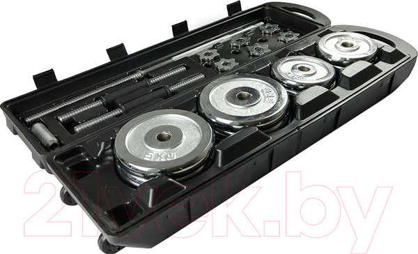 Изображение товара Набор гантелей разборных Ametist И штанга хромированных (50кг, в чемодане)