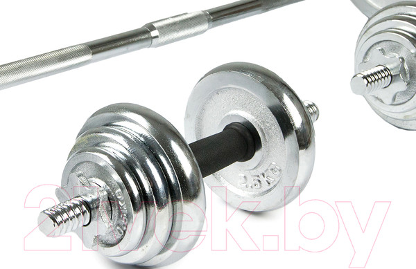 Изображение товара Набор гантелей разборных Ametist И штанга хромированных (50кг, в чемодане)