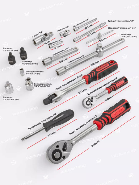 Изображение товара Универсальный набор инструментов ForceKraft FK-38841DS(54379)