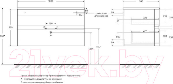 Изображение товара Тумба под умывальник Cezares Elettra 55526