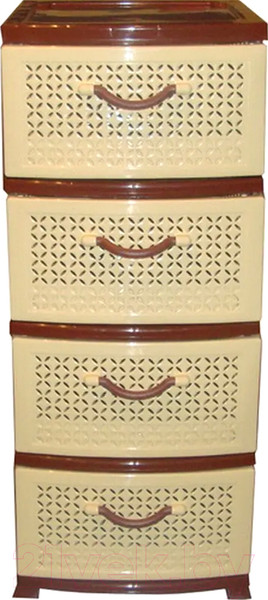 Изображение товара Комод пластиковый Росспласт Ромашка 4 яруса (бежевый/коричневый)