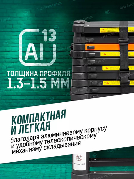 Изображение товара Телескопическая лестница RockForce RF-UP380-2(56442)