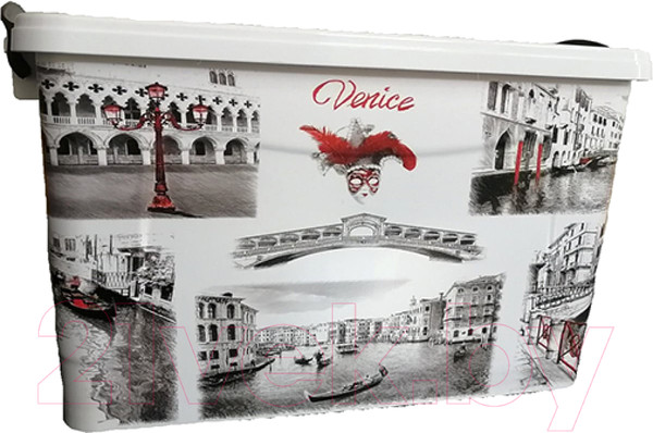 Изображение товара Контейнер для хранения Росспласт Венеция (35л, белый/черный)