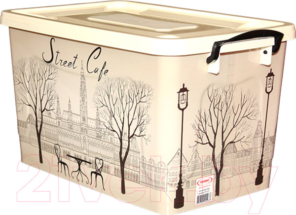 Изображение товара Контейнер для хранения Росспласт Уличное Кафе (35л, слоновая кость)