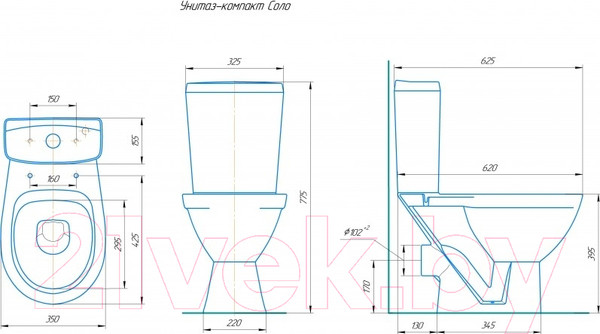 Изображение товара Унитаз напольный Rosa Соло (белый)
