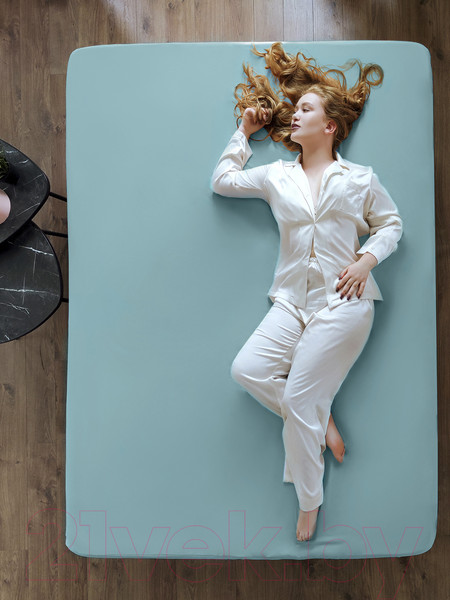 Изображение товара Простыня Luxsonia Сатин на резинке 140x200 / Мр0010 (ментоловый)