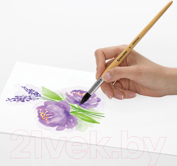 Изображение товара Кисть для рисования Brauberg Белка №9 / 200186 (круглая)