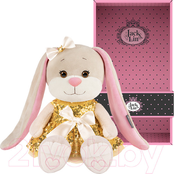 Изображение товара Мягкая игрушка Jack&Lin Зайка Лин в золотом платье с пайетками / JL-02202309-20