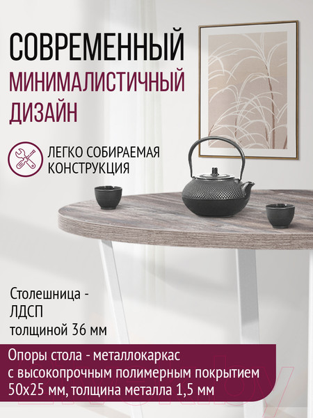 Изображение товара Обеденный стол Millwood Лофт Орлеан Л D110x75 (сосна пасадена/металл белый)