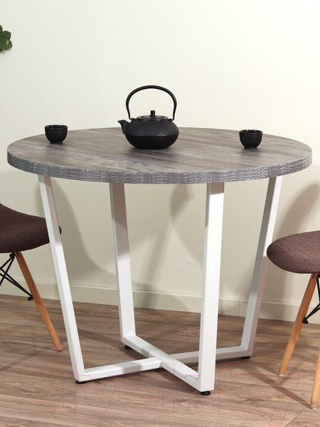 Изображение товара Обеденный стол Millwood Лофт Орлеан Л D90x75 (сосна пасадена/металл белый)