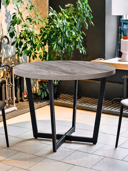 Изображение товара Обеденный стол Millwood Лофт Орлеан Л D90x75 (сосна пасадена/металл черный)