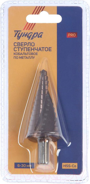 Изображение товара Сверло Tundra Pro ступенчатое HSS-Co трехгранный хвостовик 6-30мм 7546784