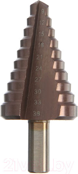 Изображение товара Сверло Tundra Ступенчатое HSS-Co трехгранный хвостовик 9-36мм 7546780
