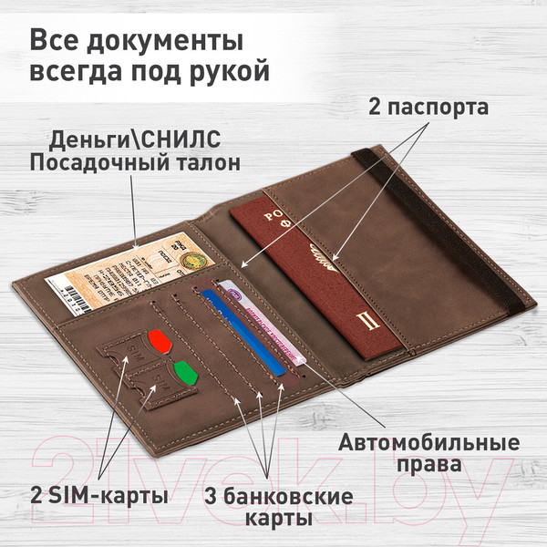 Изображение товара Обложка на паспорт Brauberg Passport / 238204 (коричневый)