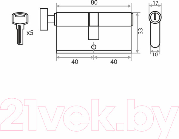 Изображение товара Цилиндровый механизм замка Trodos ЦМВП 80 40/40 (блистер, латунь, хром)