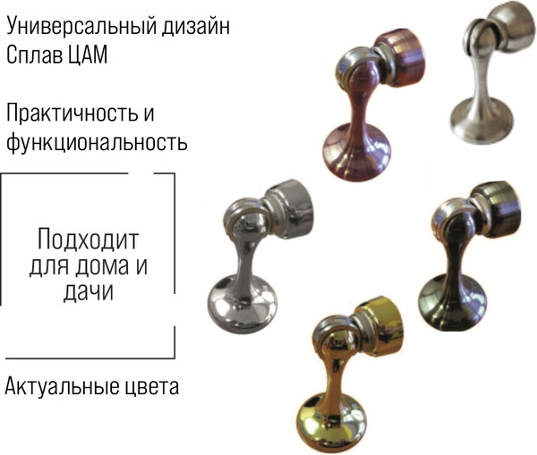 Изображение товара Ограничитель дверной Trodos 106 магнитный L73 (коробка, медь)
