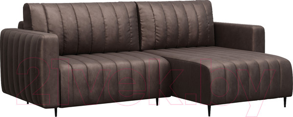 Изображение товара Диван угловой Mebel-Ars Маркфул/Флорент (бархат серо-шоколадный Star Velvet 60 Coffee)