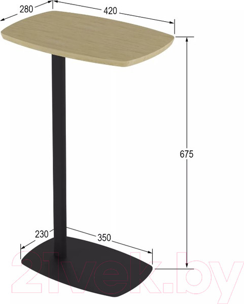 Изображение товара Приставной столик Калифорния мебель Дей (дуб янтарный)
