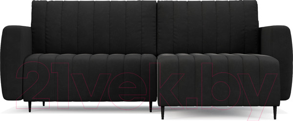 Изображение товара Диван угловой Mebel-Ars Маркфул/Флорент (велюр черный НВ-178 17)