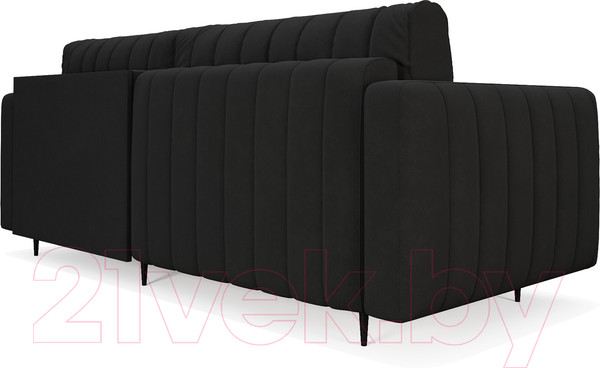 Изображение товара Диван угловой Mebel-Ars Маркфул/Флорент (велюр черный НВ-178 17)