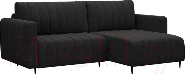 Изображение товара Диван угловой Mebel-Ars Маркфул/Флорент (велюр черный НВ-178 17)